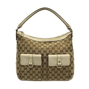 GUCCI GG Pattern, Abbey Beige Dark Brown Cream Jacquard Leather 438-090125